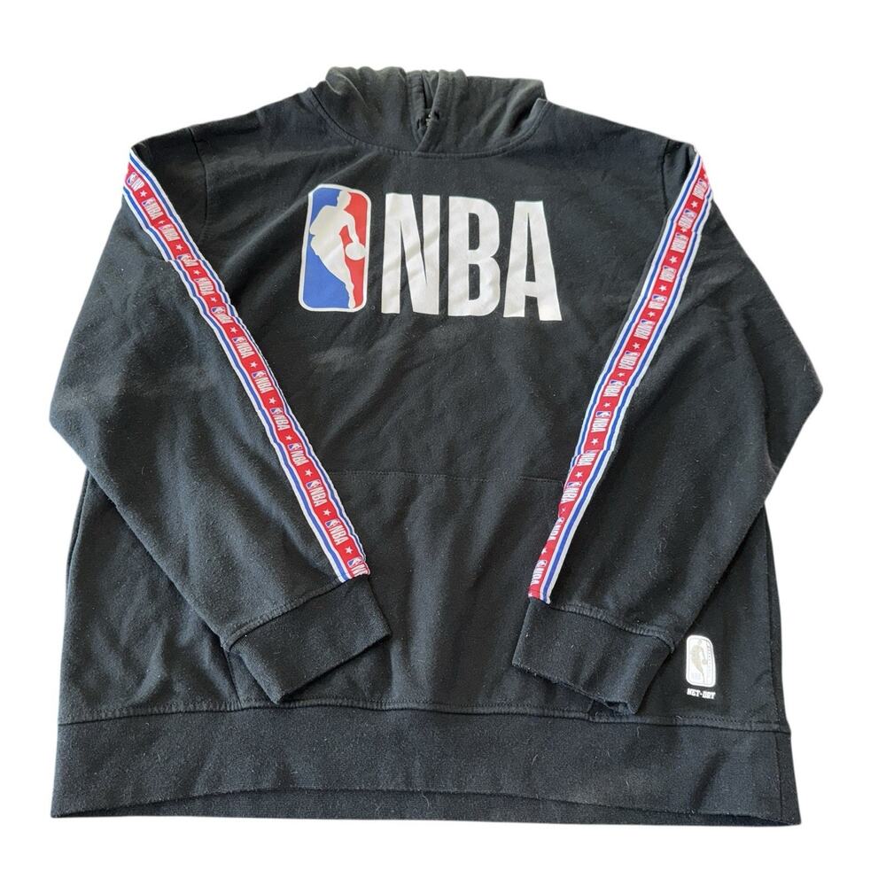 NBA Hoodie XL Black Logo Pullover Sweatshirt No Drawstring Basketball Athletic